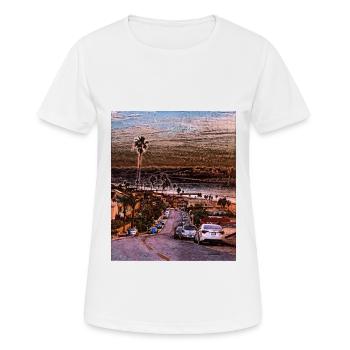 Manhattan Beach, États-Unis - T-shirt respirant Femme - blanc - Devant - AI Model Female 172 dark (172cm)