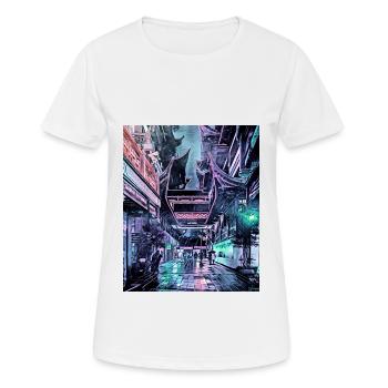 Pluie nocturne à Shanghai, Chine - T-shirt respirant Femme - blanc - Devant - AI Model Female 172 dark (172cm)