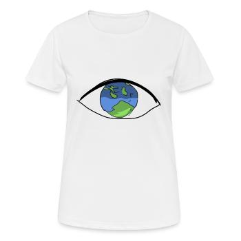 earth climate protection climate eye world open - Women's Breathable T-Shirt - white - Front - AI Model Female 172 dark (172cm)