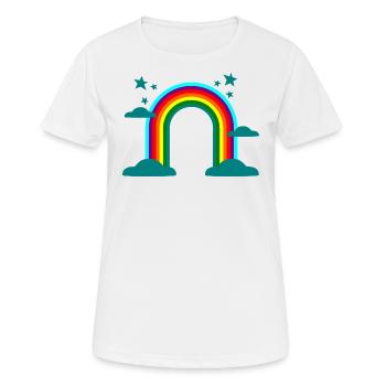Regenbogen Wolken Sterne bunt Geschenk - Frauen T-Shirt atmungsaktiv - Weiß - Vorne - AI Model Female 172 dark (172cm)