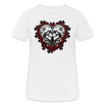 Crânes gothiques en forme de cœur - Saint-Valentin - T-shirt respirant Femme - blanc - Devant - AI Model Female 172 dark (172cm)