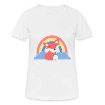 Cute fox with rainbow for children grandchildren - Women's Breathable T-Shirt - white - Front - AI Model Female 172 dark (172cm)