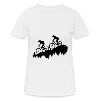 Mountain biking, mountain biking - Women's Breathable T-Shirt - white - Front - AI Model Female 172 dark (172cm)