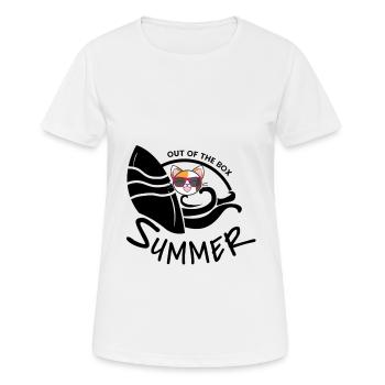 Katzen Sommer Lustig Handkoffer Kätzchen Geschenk - Frauen T-Shirt atmungsaktiv - Weiß - Vorne - AI Model Female 172 dark (172cm)
