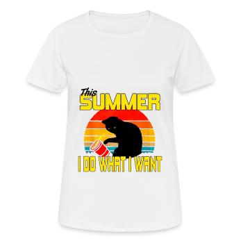 Katzen Sommer Lustig Handkoffer Kätzchen Geschenk - Frauen T-Shirt atmungsaktiv - Weiß - Vorne - AI Model Female 172 dark (172cm)