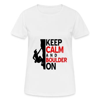 Bouldern - Frauen T-Shirt atmungsaktiv - Weiß - Vorne - AI Model Female 172 dark (172cm)