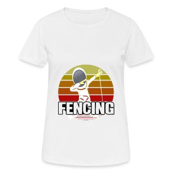 Fechten - Frauen T-Shirt atmungsaktiv - Weiß - Vorne - AI Model Female 172 dark (172cm)