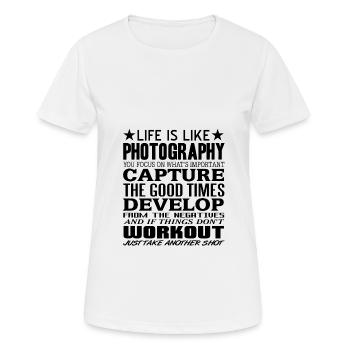photographer - Women's Breathable T-Shirt - white - Front - AI Model Female 172 dark (172cm)