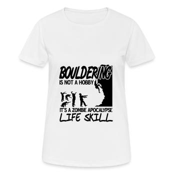 Bouldern - Frauen T-Shirt atmungsaktiv - Weiß - Vorne - AI Model Female 172 dark (172cm)