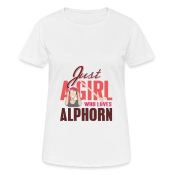 Cor des Alpes corne en bois cadeau de musique folklorique des Alpes - T-shirt respirant Femme - blanc - Devant - AI Model Female 172 dark (172cm)
