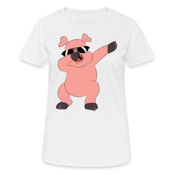 Tanzendes Dabbing Schwein - Frauen T-Shirt atmungsaktiv - Weiß - Vorne - AI Model Female 172 dark (172cm)