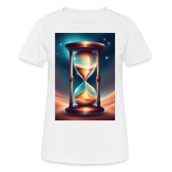 Un sablier sur le sable du désert - T-shirt respirant Femme - blanc - Devant - AI Model Female 172 dark (172cm)
