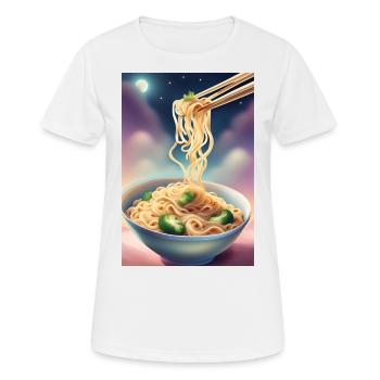 A nightly snack: bowl of noodles with broccoli - Women's Breathable T-Shirt - white - Front - AI Model Female 172 dark (172cm)