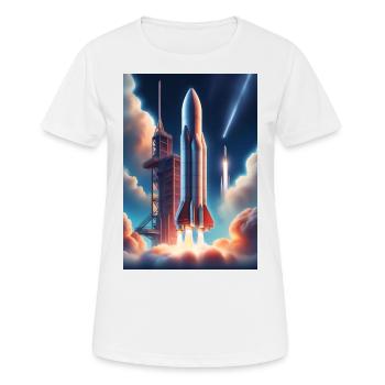 Ein realistisches Raketenstart-Design - Frauen T-Shirt atmungsaktiv - Weiß - Vorne - AI Model Female 172 dark (172cm)