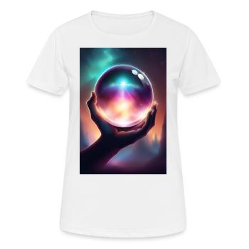 Magische Kristallkugel in der Hand - Frauen T-Shirt atmungsaktiv - Weiß - Vorne - AI Model Female 172 dark (172cm)