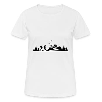 RANDONNEURS MONTAGNE Cabanes forêt - T-shirt respirant Femme - blanc - Devant - AI Model Female 172 dark (172cm)
