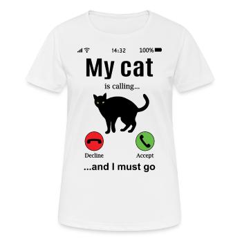 Chat appelle drôle l’ami chat propriétaire de chat - T-shirt respirant Femme - blanc - Devant - AI Model Female 172 dark (172cm)