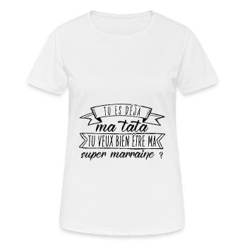 Tu veux bien être ma super marraine - demande - T-shirt respirant Femme - blanc - Devant - AI Model Female 172 dark (172cm)