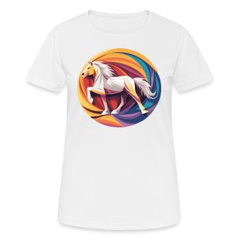 Cheval islandais - Graphique avec arrière-plan Variante 6 - T-shirt respirant Femme - blanc - Devant - AI Model Female 172 dark (172cm)