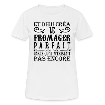 Fromager Cadeau Drôle Fromage Fromagerie - T-shirt respirant Femme - blanc - Devant - AI Model Female 172 dark (172cm)