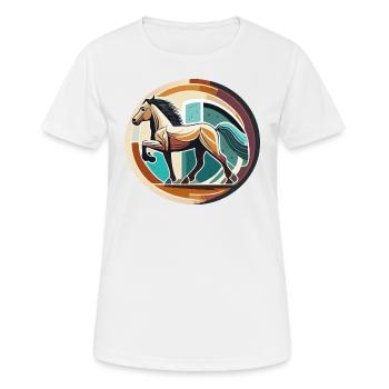 Cheval islandais - Graphique avec arrière-plan Variante 5 - T-shirt respirant Femme - blanc - Devant - AI Model Female 172 dark (172cm)