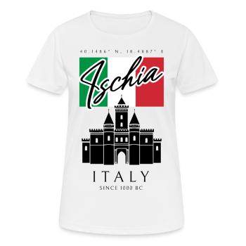 Ischia Italy Castle Flag Travel Souvenir - Women's Breathable T-Shirt - white - Front - AI Model Female 172 dark (172cm)