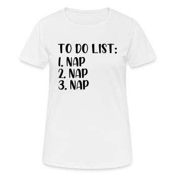 To do list nap - Frauen T-Shirt atmungsaktiv - Weiß - Vorne - AI Model Female 172 dark (172cm)