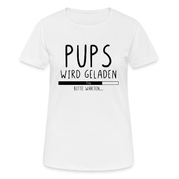 Pups wird geladen bitte warten - Frauen T-Shirt atmungsaktiv - Weiß - Vorne - AI Model Female 172 dark (172cm)