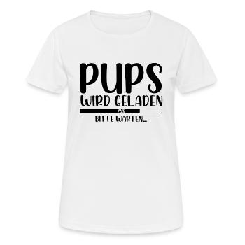Pups wird geladen bitte warten - Frauen T-Shirt atmungsaktiv - Weiß - Vorne - AI Model Female 172 dark (172cm)