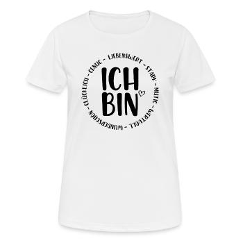 Ich bin Liebenswert Stark Glücklich - Frauen T-Shirt atmungsaktiv - Weiß - Vorne - AI Model Female 172 dark (172cm)