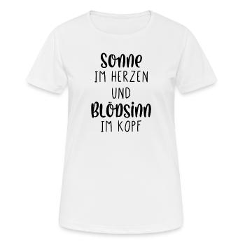 Sonne im Herzen und Blödsinn im Kopf - Frauen T-Shirt atmungsaktiv - Weiß - Vorne - AI Model Female 172 dark (172cm)