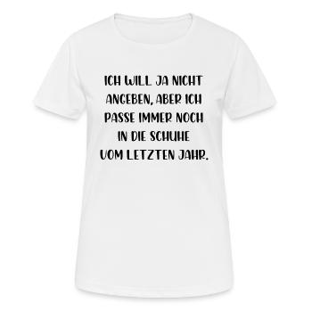 Ich will ja nicht angeben aber - Frauen T-Shirt atmungsaktiv - Weiß - Vorne - AI Model Female 172 dark (172cm)