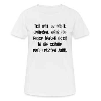 Ich will ja nicht angeben aber - Frauen T-Shirt atmungsaktiv - Weiß - Vorne - AI Model Female 172 dark (172cm)