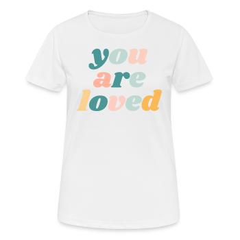 Du wirst geliebt - Christian - Frauen T-Shirt atmungsaktiv - Weiß - Vorne - AI Model Female 172 dark (172cm)
