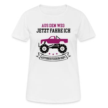 Autobesitzerin 2024 Führerschein Neues Auto PKW - Frauen T-Shirt atmungsaktiv - Weiß - Vorne - AI Model Female 172 dark (172cm)