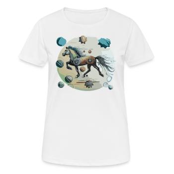 Cheval islandais - Graphique avec arrière-plan Variante 1 - T-shirt respirant Femme - blanc - Devant - AI Model Female 172 dark (172cm)
