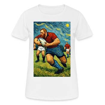 The "Colossus Rugby: Vision - Women's Breathable T-Shirt - white - Front - AI Model Female 172 dark (172cm)