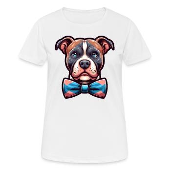Pitbull Wearing a Bowtie - Women's Breathable T-Shirt - white - Front - AI Model Female 172 dark (172cm)