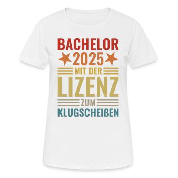 Bachelor 2025 mit der Lizenz zum Klugscheißen - Frauen T-Shirt atmungsaktiv - Weiß - Vorne - AI Model Female 172 dark (172cm)