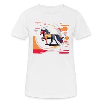 Cheval islandais - Graphique avec arrière-plan Variante 4 - T-shirt respirant Femme - blanc - Devant - AI Model Female 172 dark (172cm)
