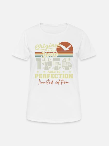 Geboren in juni 1956, juni 1956, geboren juni 1956 juni 1956 - Vrouwen T-shirt ademend actief - wit