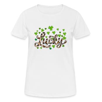 Lucky St Patricks Day, Leopardenblattklee - Frauen T-Shirt atmungsaktiv - Weiß - Vorne - AI Model Female 172 dark (172cm)