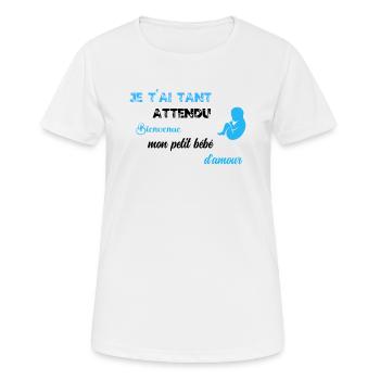 Je t ai tant attendu GARCON BLU BLK - T-shirt respirant Femme - blanc - Devant - AI Model Female 172 dark (172cm)