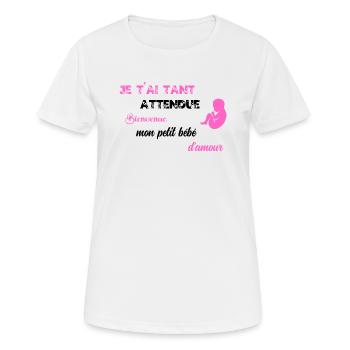 Je t ai tant attendu PNK BLK - T-shirt respirant Femme - blanc - Devant - AI Model Female 172 dark (172cm)