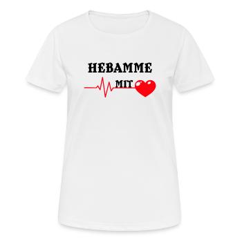 Hebamme mit Herz Midwife Pflegekräfte Geburtshilfe - Frauen T-Shirt atmungsaktiv - Weiß - Vorne - AI Model Female 172 dark (172cm)