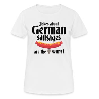 Jokes About German Sausages Are The Wurst - Women's Breathable T-Shirt - white - Front - AI Model Female 172 dark (172cm)