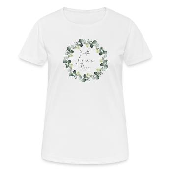 Faith Love Hope Eucalyptus - T-shirt respirant Femme - blanc - Devant - AI Model Female 172 dark (172cm)