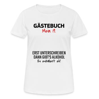 Gästebuch 19. Geburtstag Gästeliste 19 Jahre Shirt - Frauen T-Shirt atmungsaktiv - Weiß - Vorne - AI Model Female 172 dark (172cm)