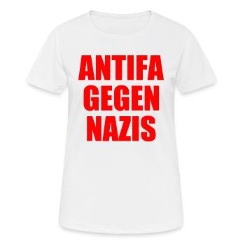 Antifa gegen nazis - Frauen T-Shirt atmungsaktiv - Weiß - Vorne - AI Model Female 172 dark (172cm)