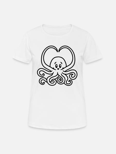 Squid heart - line - Women's Breathable T-Shirt - white